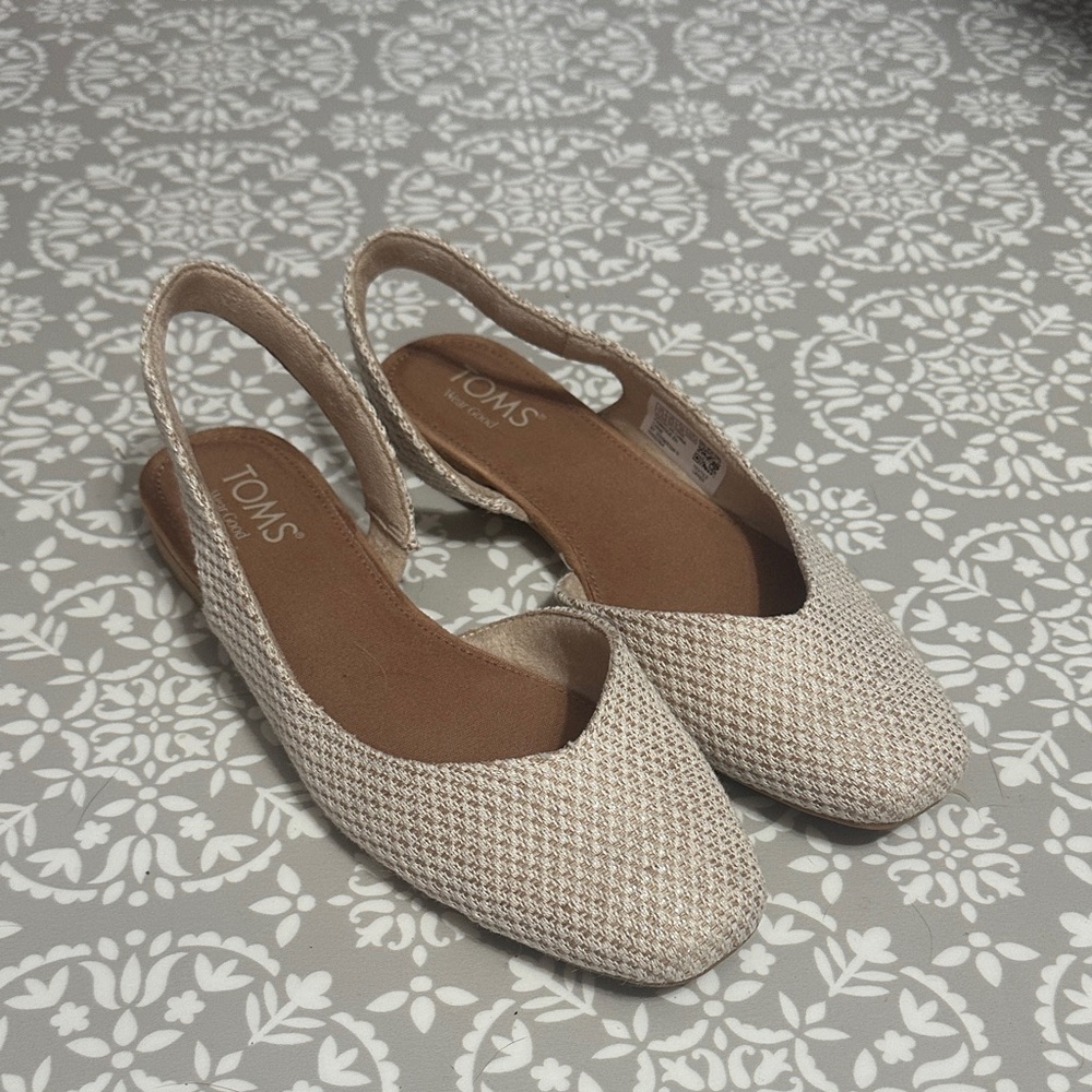 Toms Beige Flats with Slingback Design